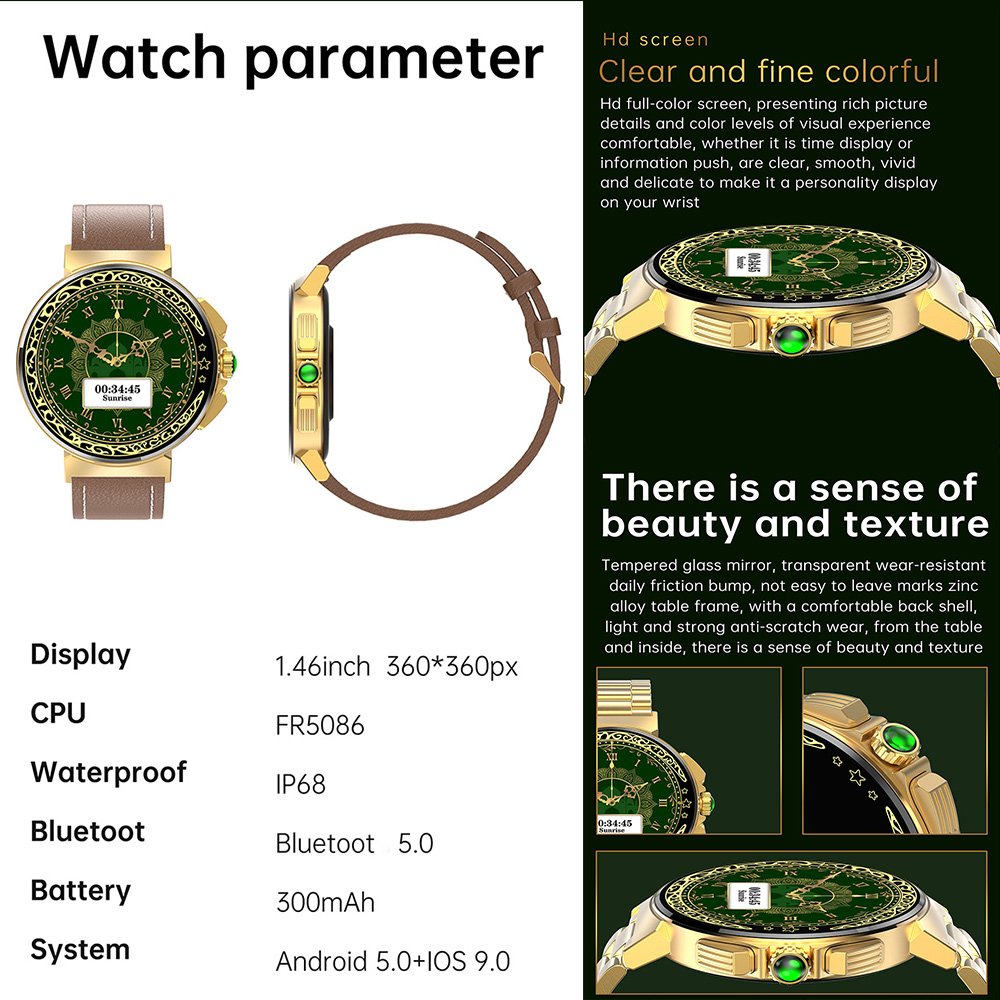 Electronic mecca dahira islamic alfajr muslim compass montre i qibla direction finder compass smart watch qibla watch